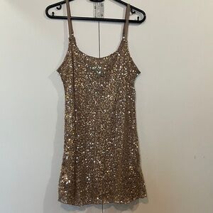 h.i.p. Bronze Sequin Sheer Tank Top